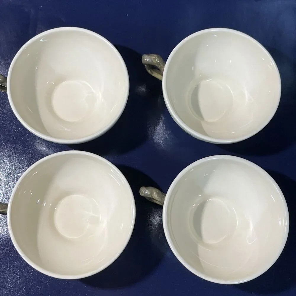 VTG Franciscan Desert Rose Tea Cups & Saucers Set Of 4 Hand Painted USA‎